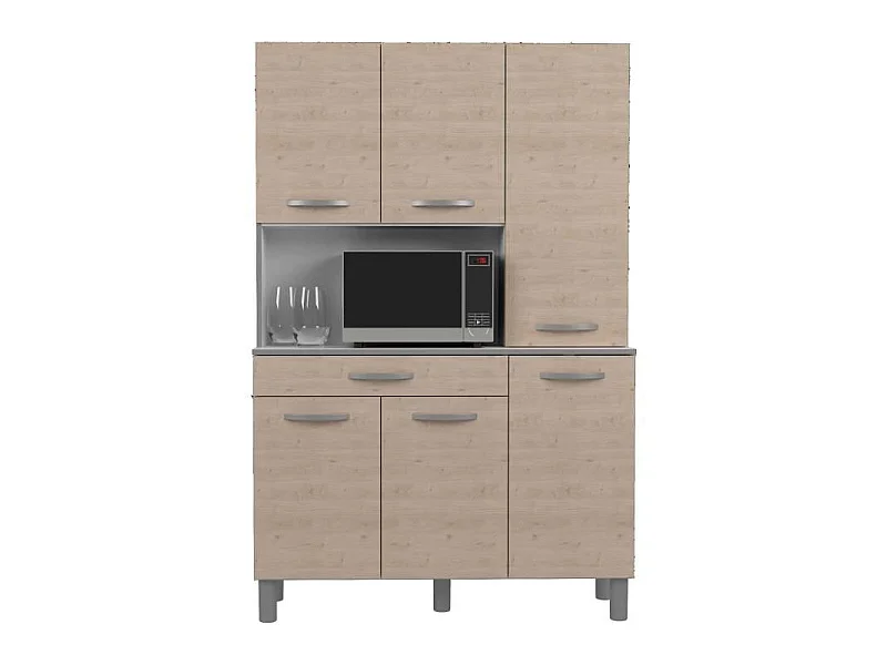 OSLO Buffet de 120 cm - 1 Tiroir et 6 Portes - L 120 x P 40 x H 185 cm - Coloris Chene