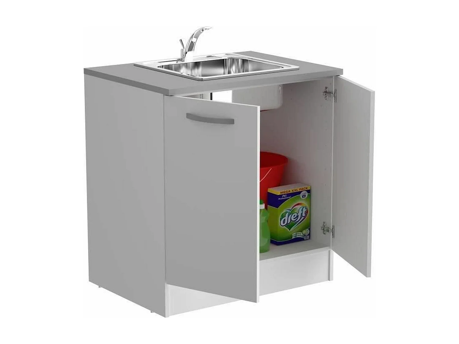 Meuble bas blanc 2 portes 80 x 60 x Hauteur 86 cm