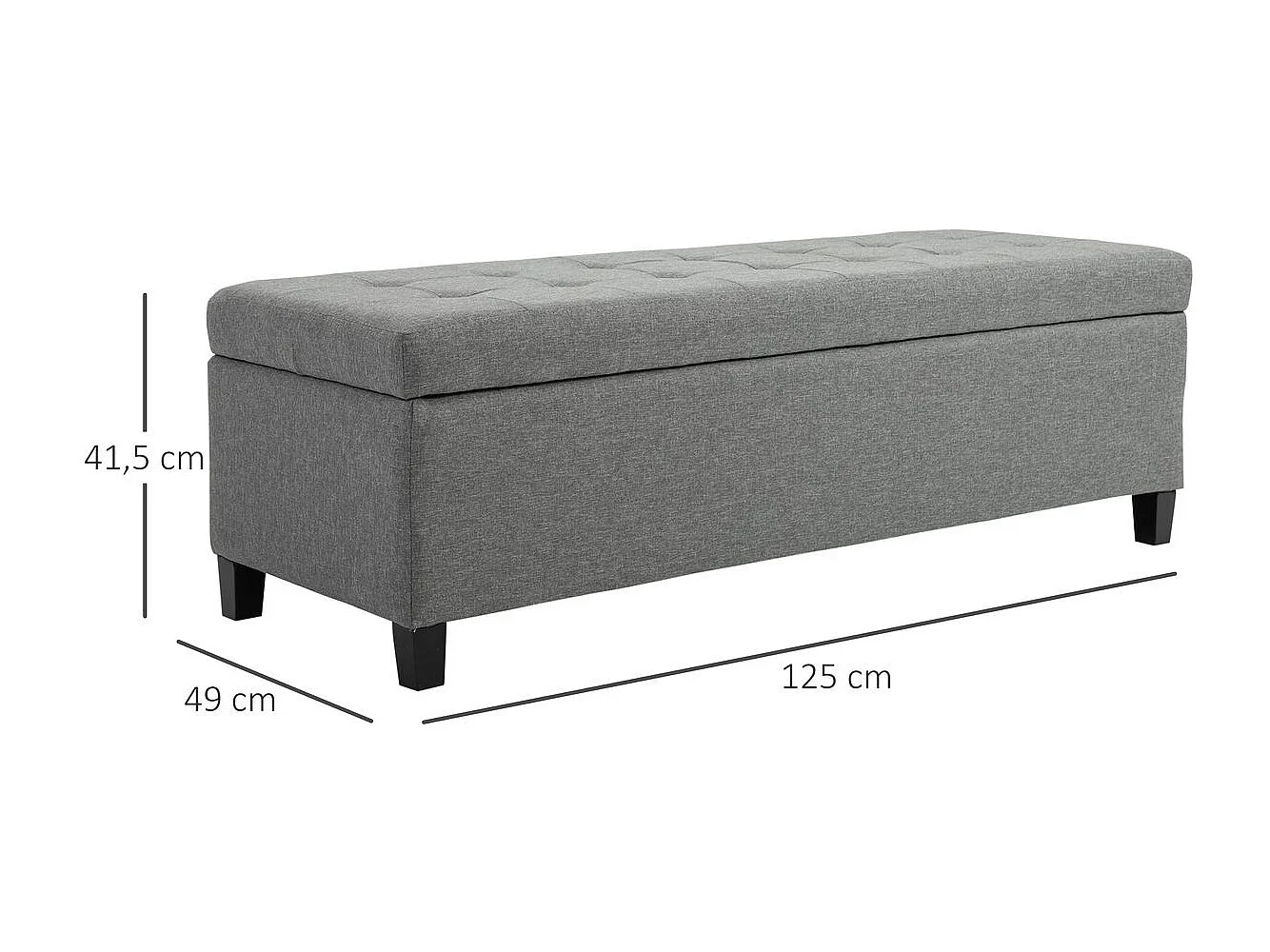 Banco de almacenamiento gris 125x49x41.5 cm HOMCOM