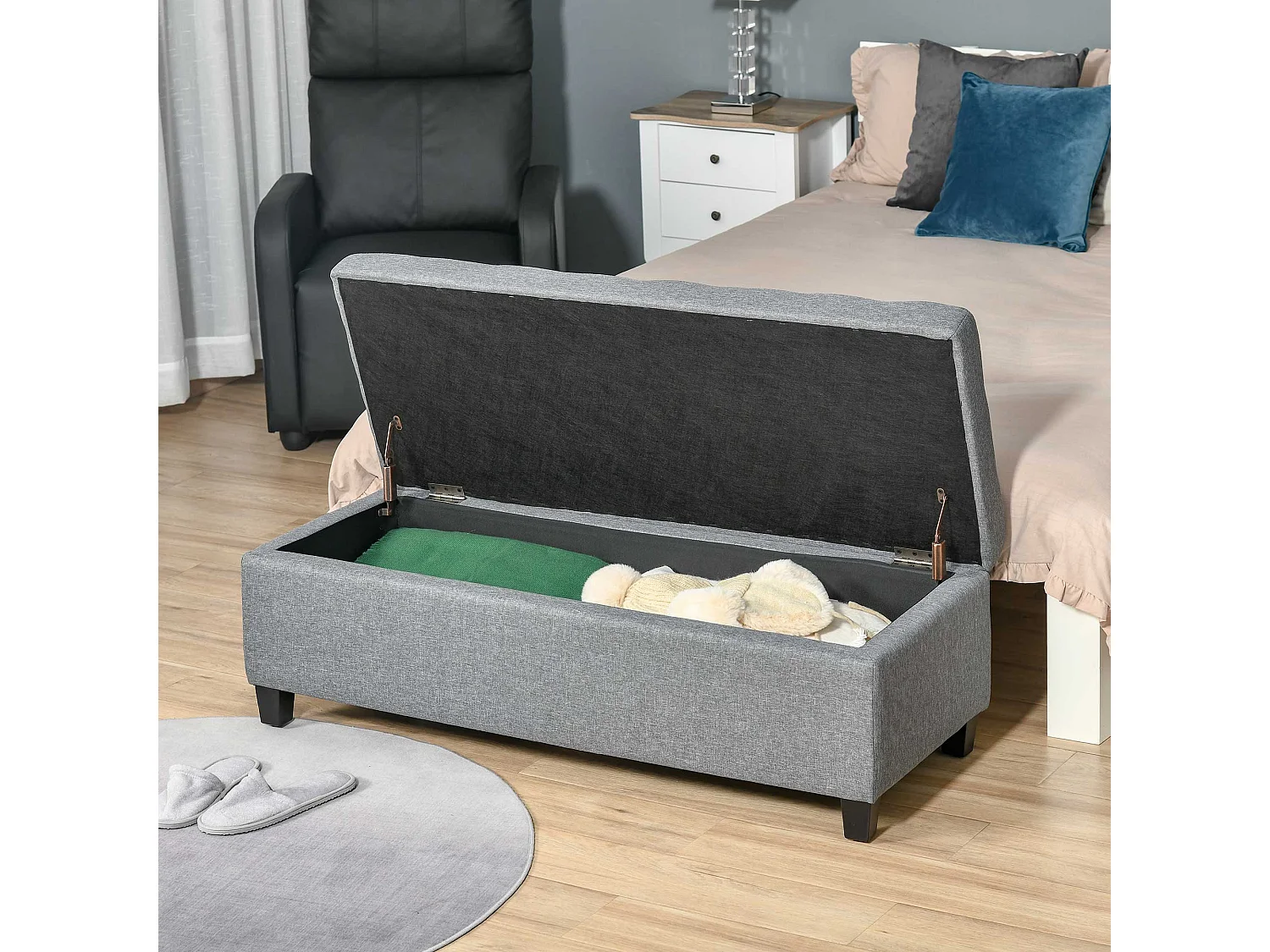 Banco de almacenamiento gris 125x49x41.5 cm HOMCOM