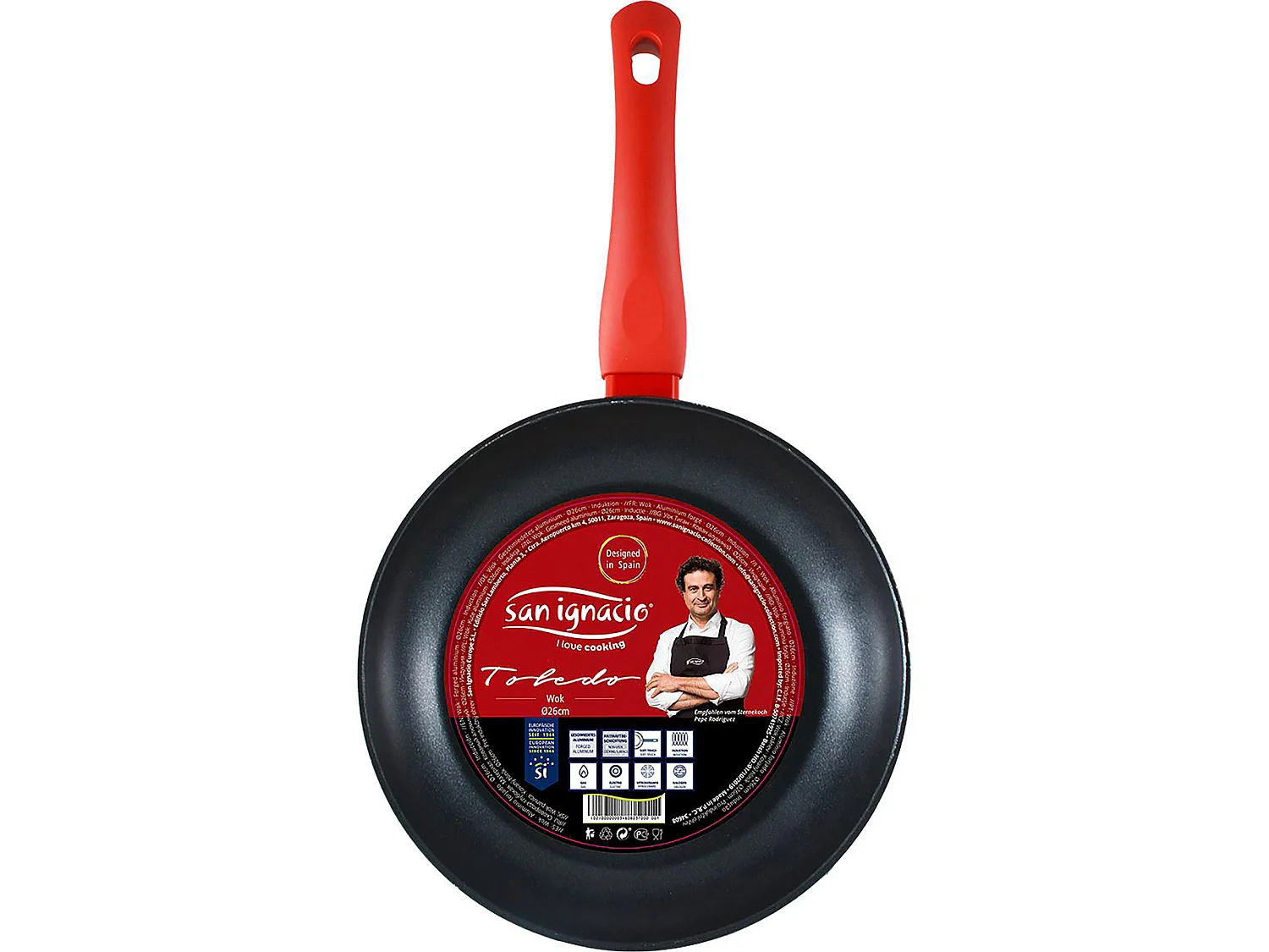 Wok 26cm, revêtement en marbre, aluminium forgé, induction,