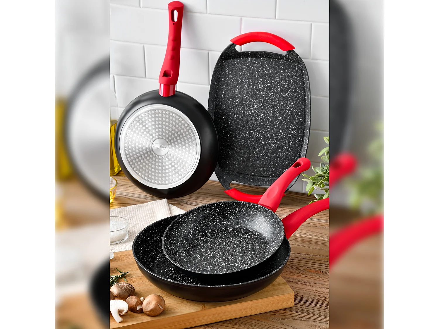 Wok 26cm, revêtement en marbre, aluminium forgé, induction,