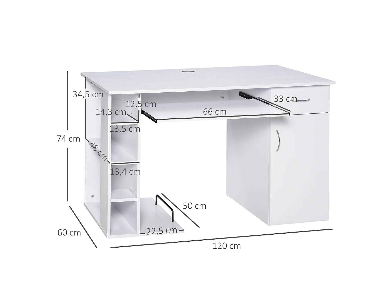 Mesa de ordenador blanco 120x60x74 cm HOMCOM