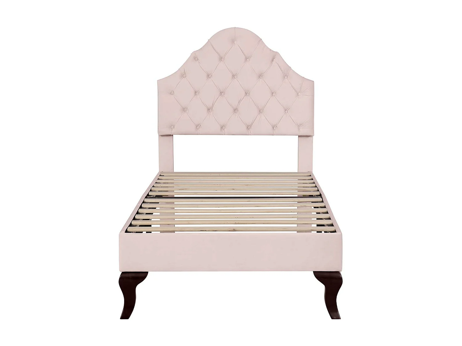 Cama tapizada de terciopelo 90x200 cm con cabecero regulable + somier - Rosa