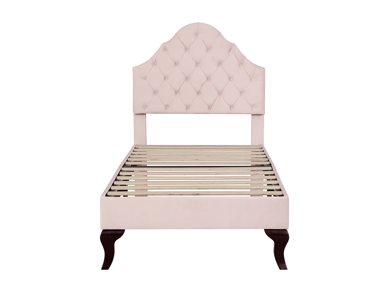 Lit rembourré 90x200cm en velours avec tête de lit réglable + sommier à lattes - Rose