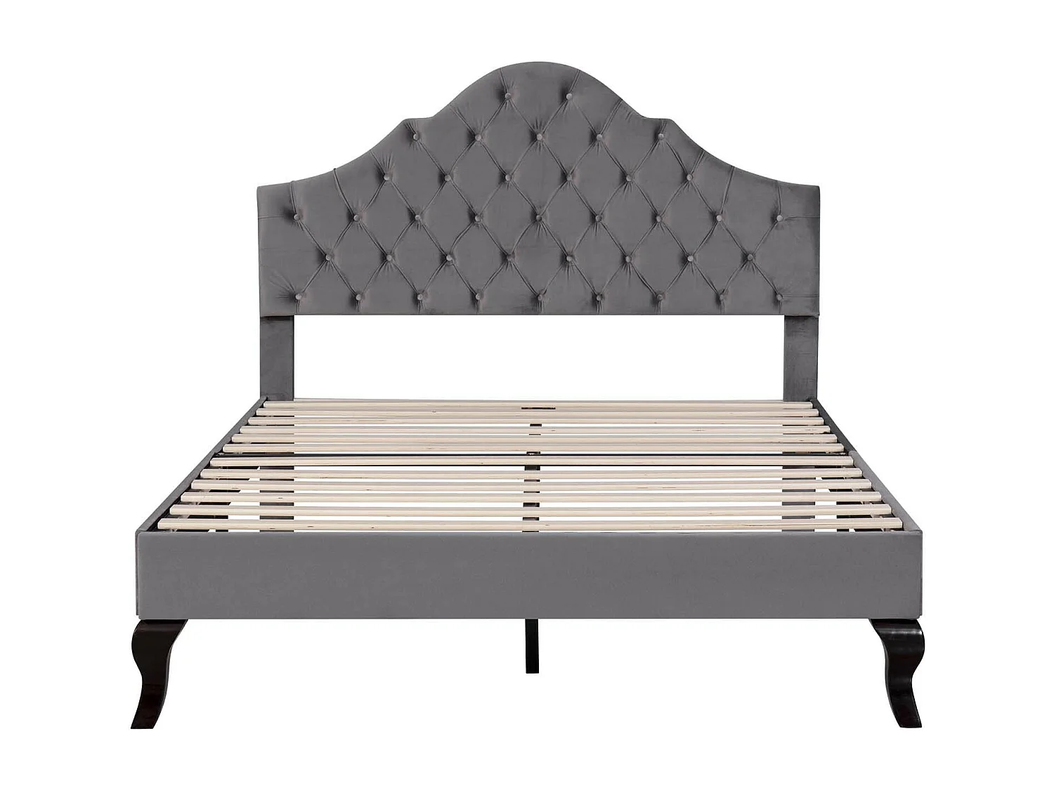 Gestoffeerd bed 140x200cm in fluweel met verstelbaar hoofdeinde + lattenbodem - Grijs