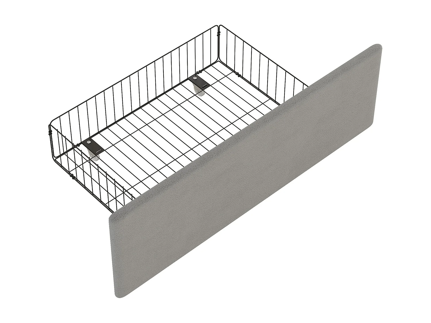 Lit cappitonné 140x200cm tissu en velours avec 4 tiroirs et tête de lit réglable - Gris