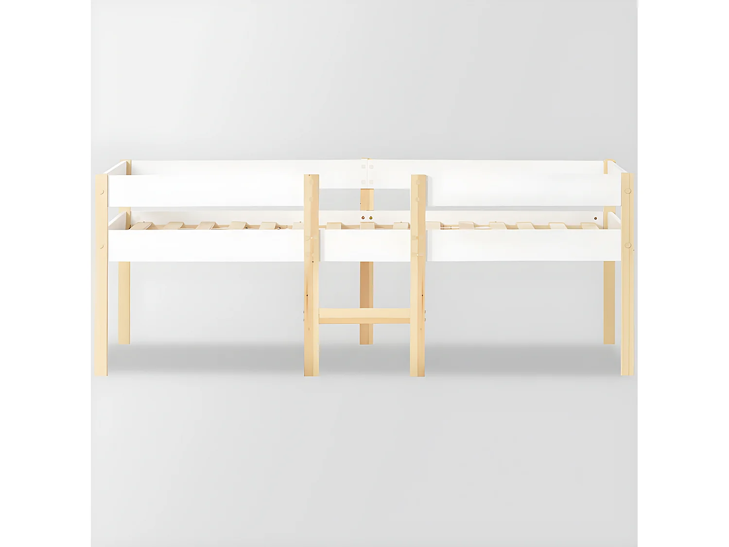 Hoogslaper met beugels - massief grenenhout - 90x190 cm - Wit