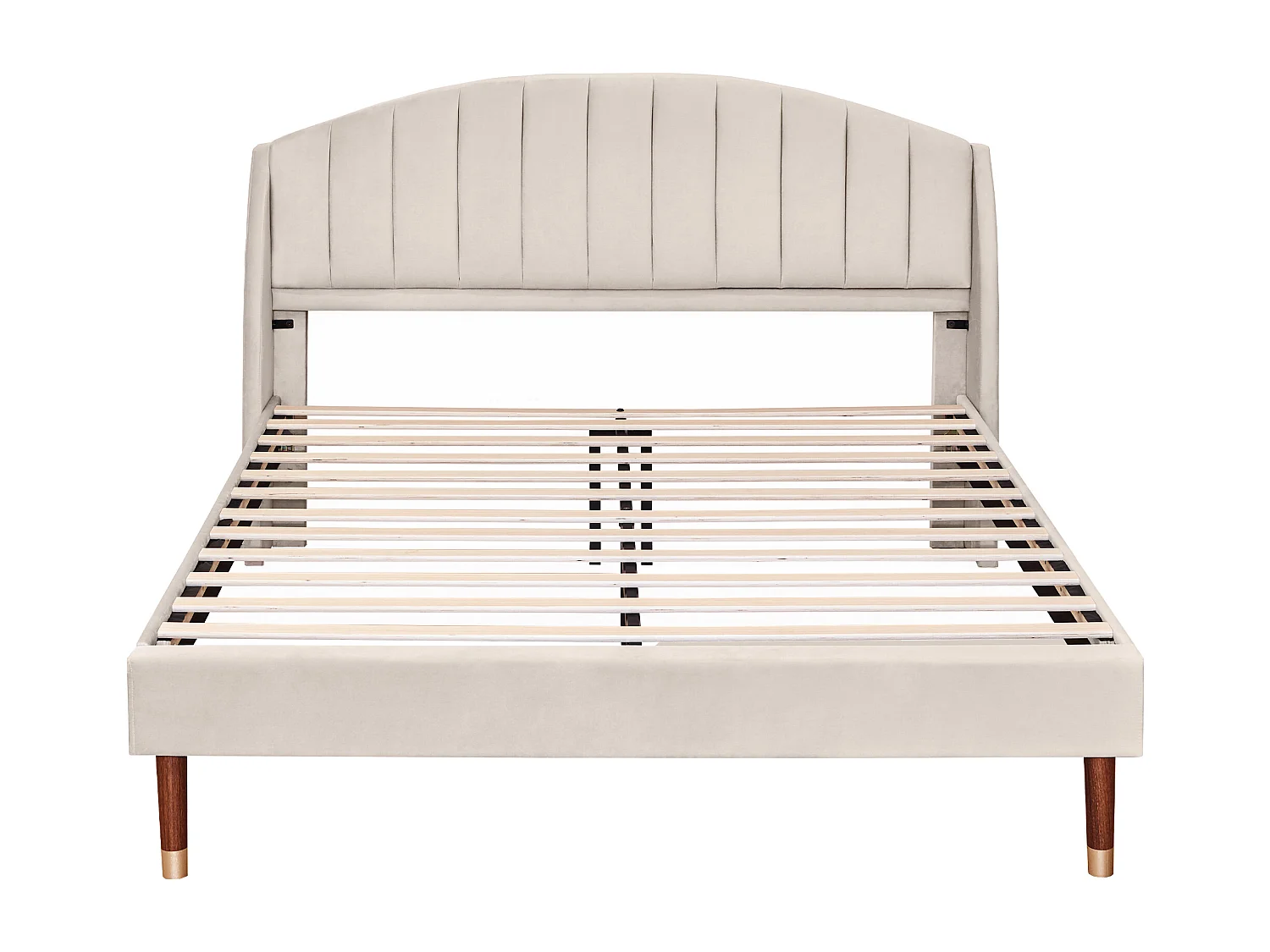 Polsterbett, Einzelbett Massivholzbett Kiefer 160x200cm Samt – Beige