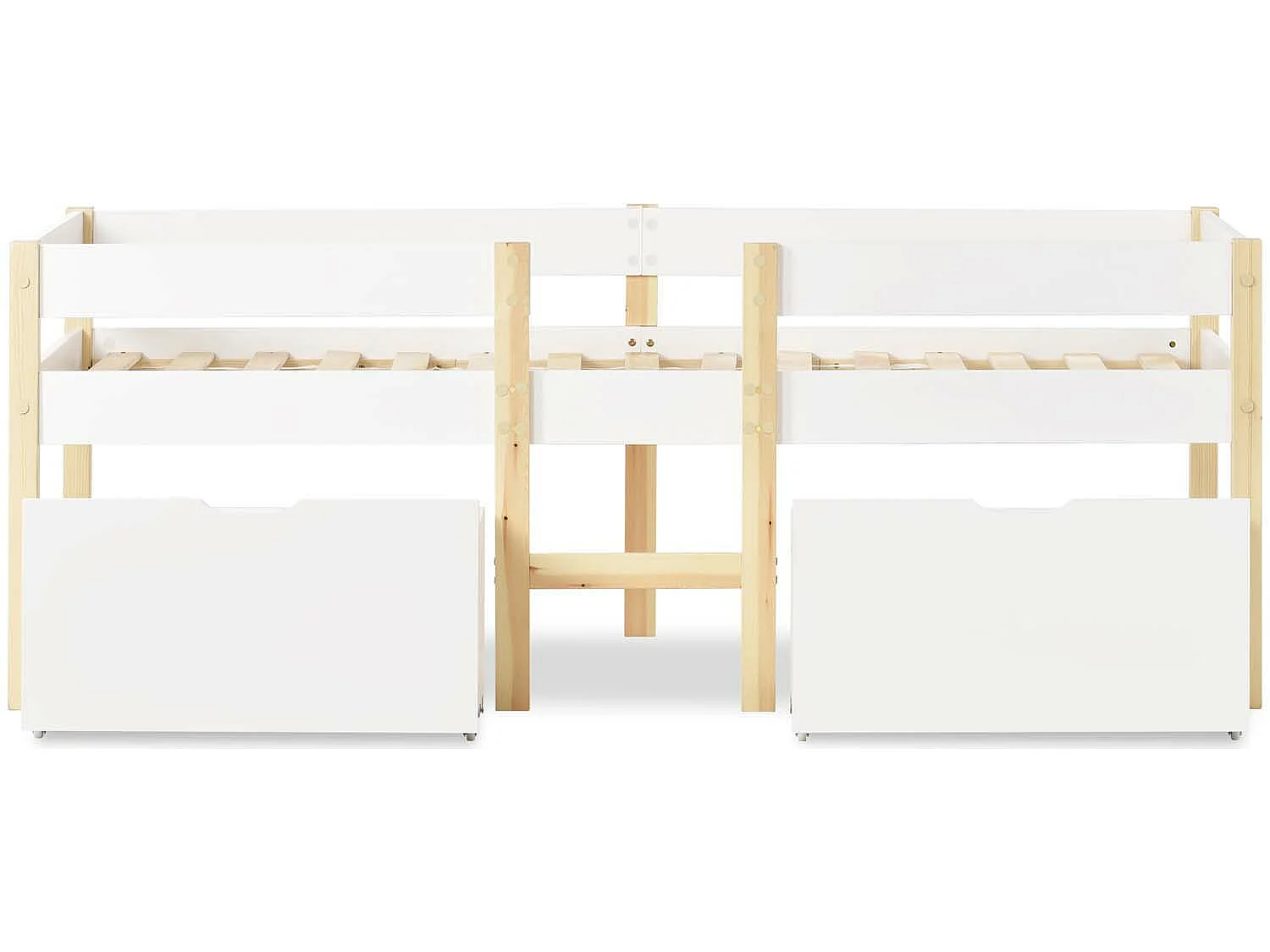 Hochbett aus massivem Kiefernholz mit Schubladen – 90 x 190 cm – Weiß