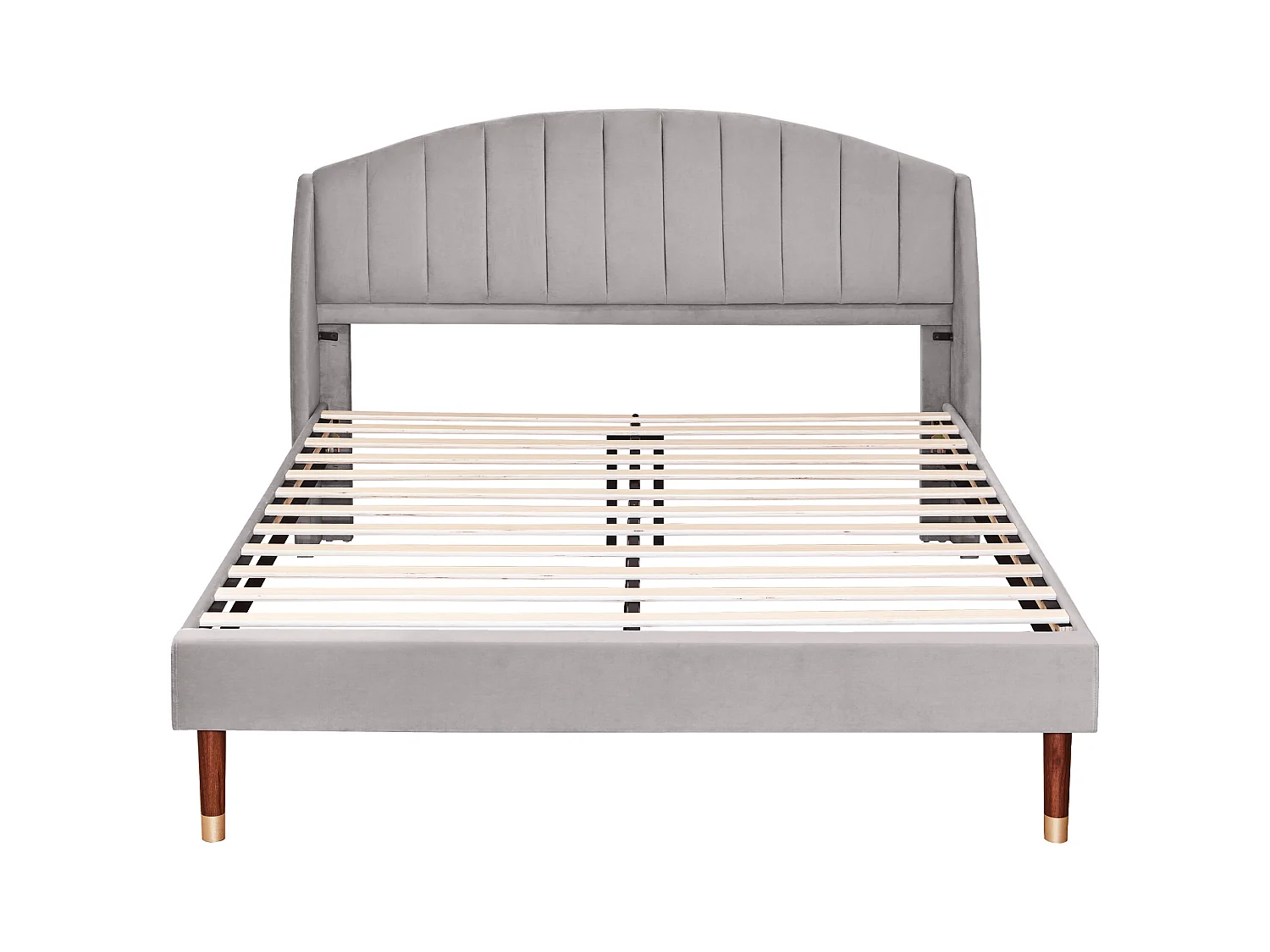 Gestoffeerd bed 160x200cm in fluweel met lattenbodem - Grijs