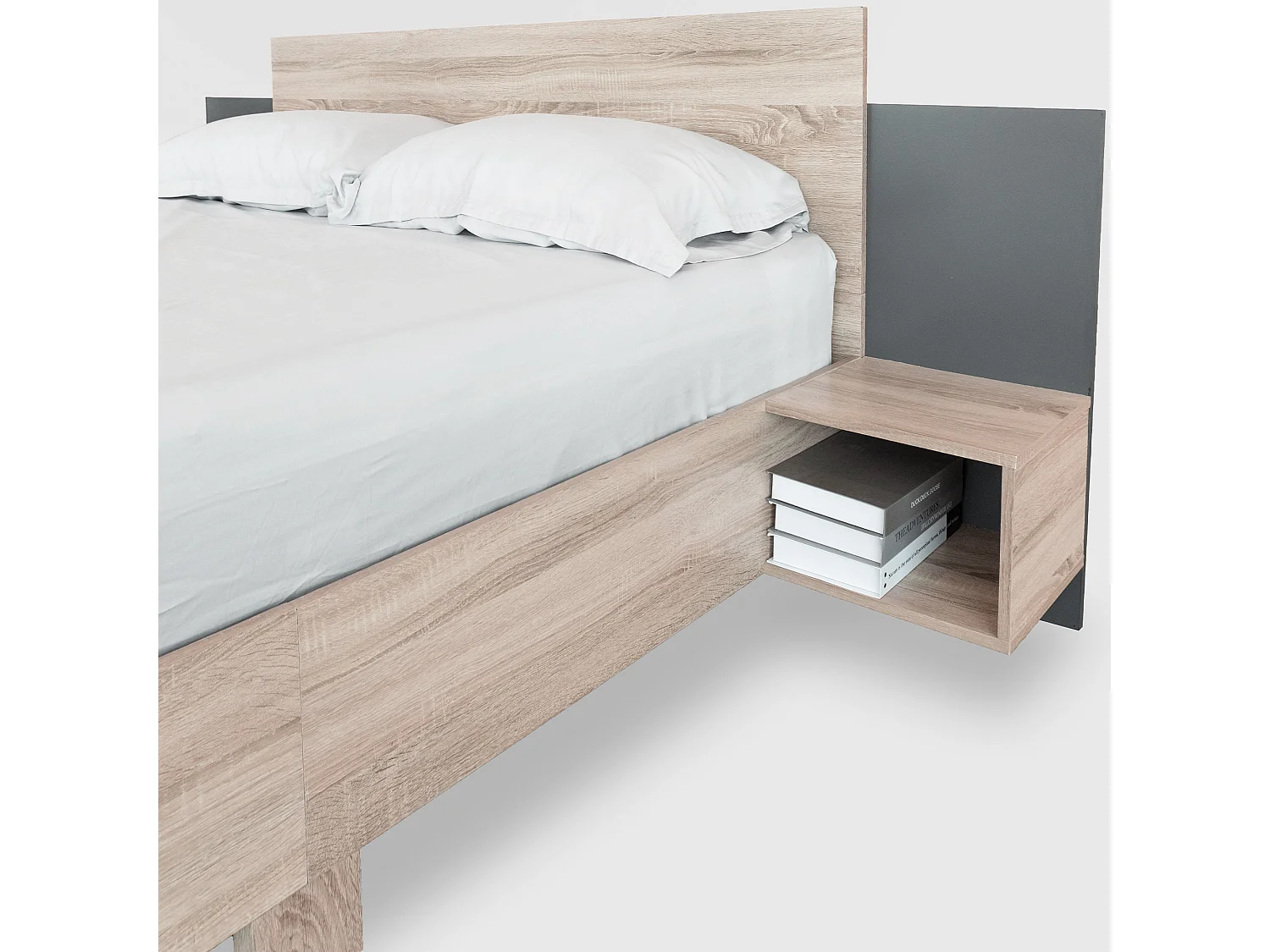 Doppelbett 160x200cm aus Massivholz – mit 2 Nachttischen + Lattenrost – Natur