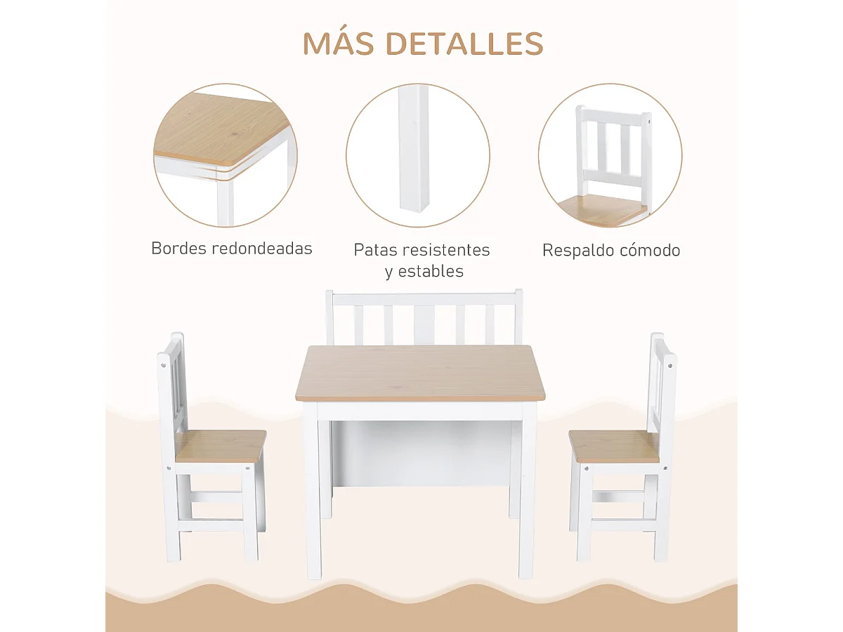 Muebles infantiles blanco y madera natural 60x50x48 cm HOMCOM