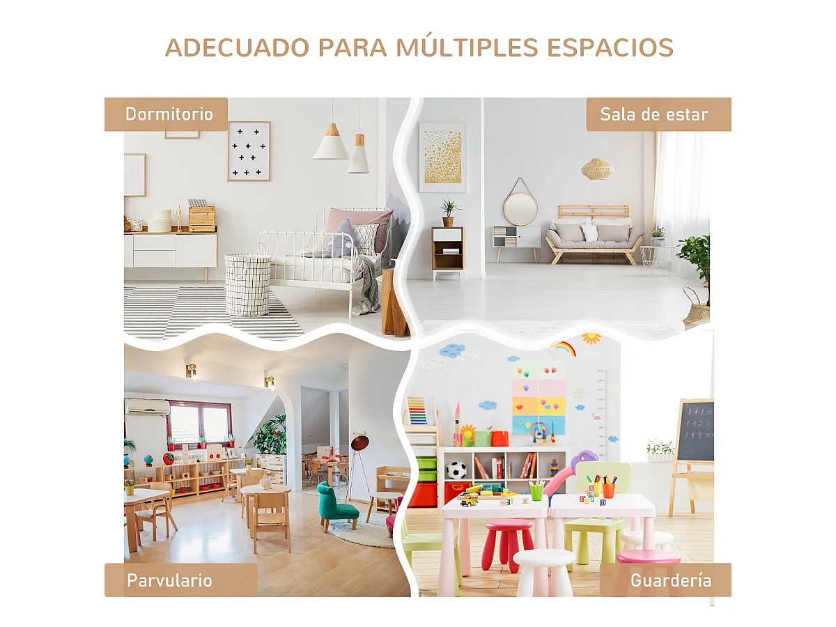Muebles infantiles blanco y madera natural 60x50x48 cm HOMCOM