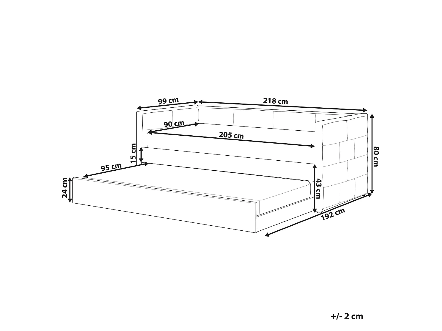 Łóżko wysuwane Welur CHAVONNE 90 x 200 cm Miętowy