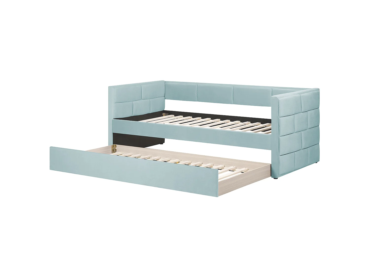 Lit gigogne Velours CHAVONNE 90 x 200 cm Vert menthe