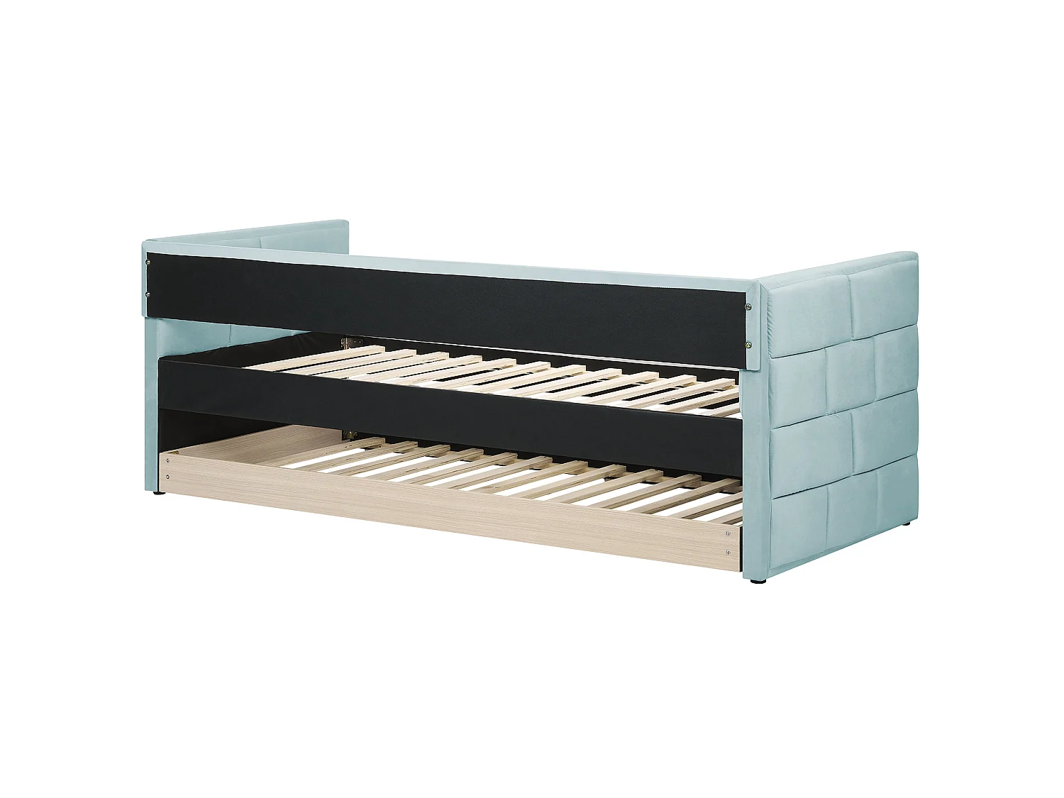 Lit gigogne Velours CHAVONNE 90 x 200 cm Vert menthe