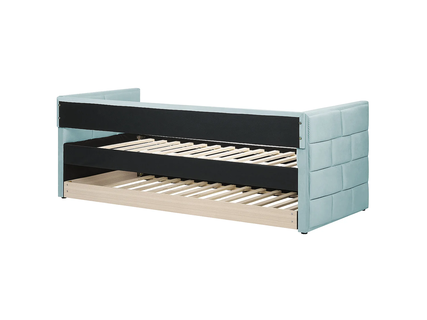 Łóżko wysuwane Welur CHAVONNE 90 x 200 cm Miętowy