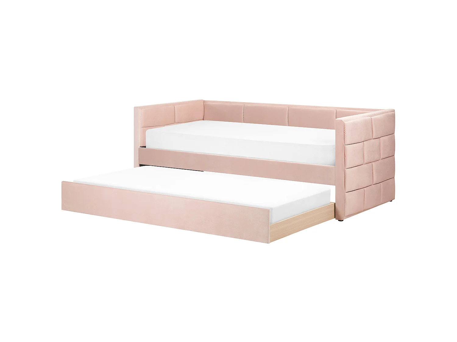 Lit gigogne Velours CHAVONNE 90 x 200 cm Rose pastel