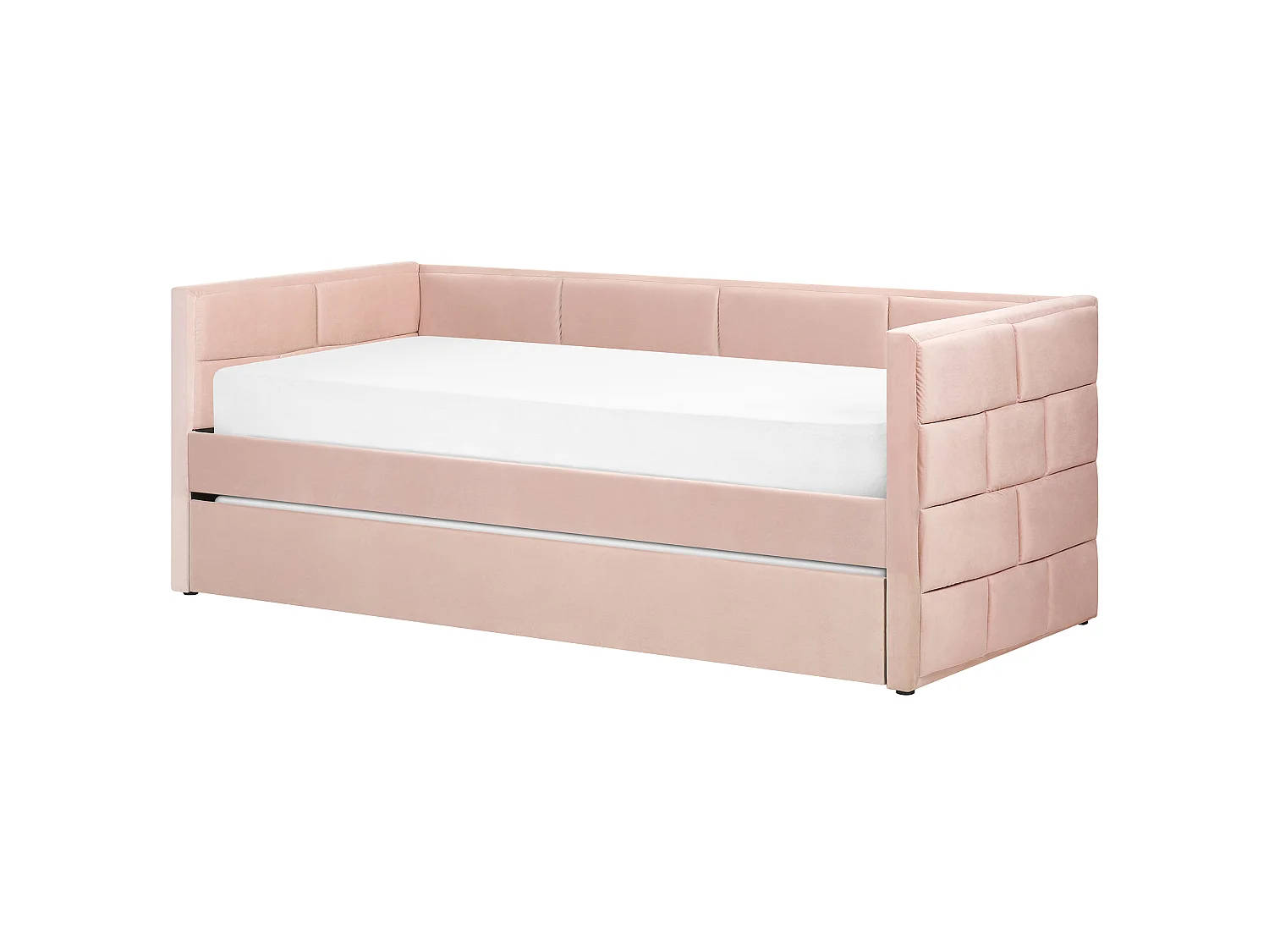 Lit gigogne Velours CHAVONNE 90 x 200 cm Rose pastel