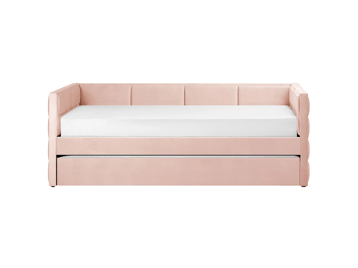 Lit gigogne Velours CHAVONNE 90 x 200 cm Rose pastel