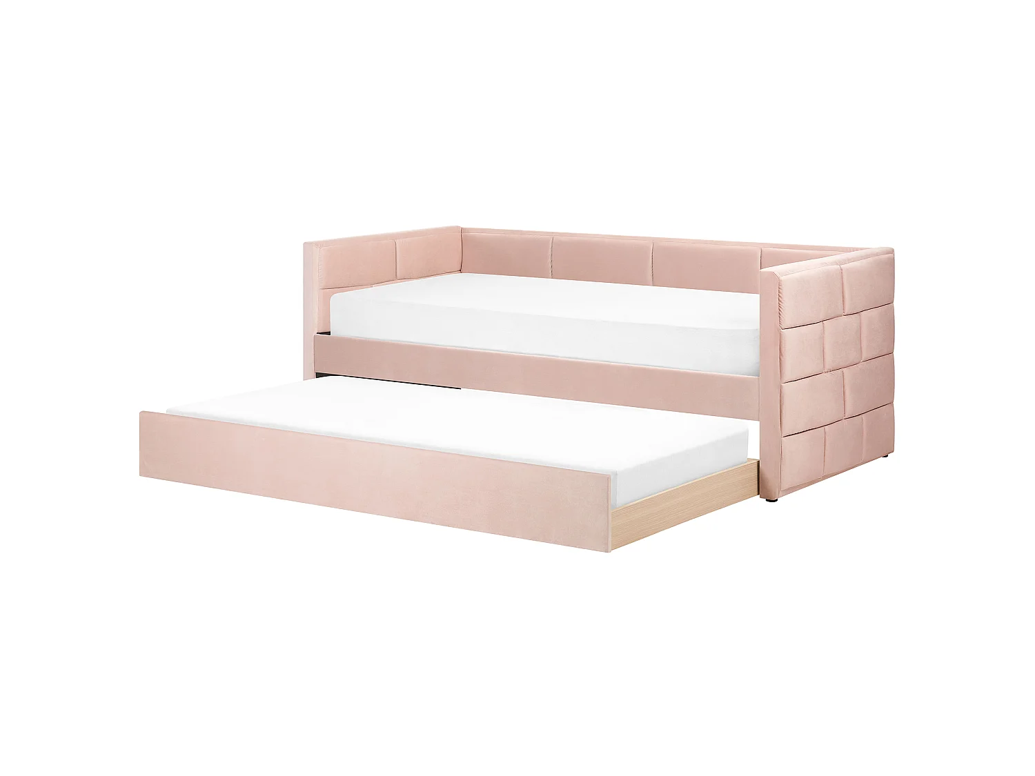 Lit gigogne Velours CHAVONNE 90 x 200 cm Rose pastel