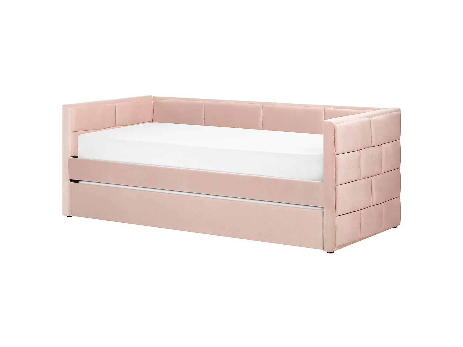 Lit gigogne Velours CHAVONNE 90 x 200 cm Rose pastel