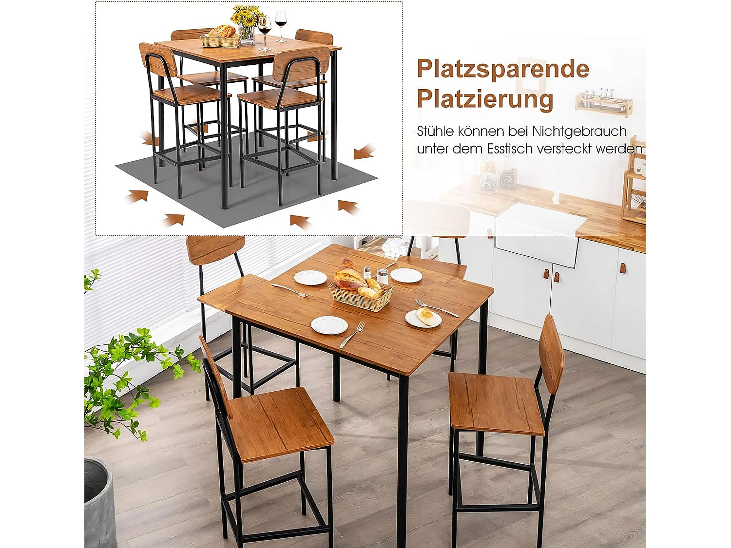 5-teiliges Esstisch-Set