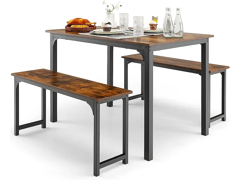 Esstisch Set mit Metallrahmen WO77677(3er Set)