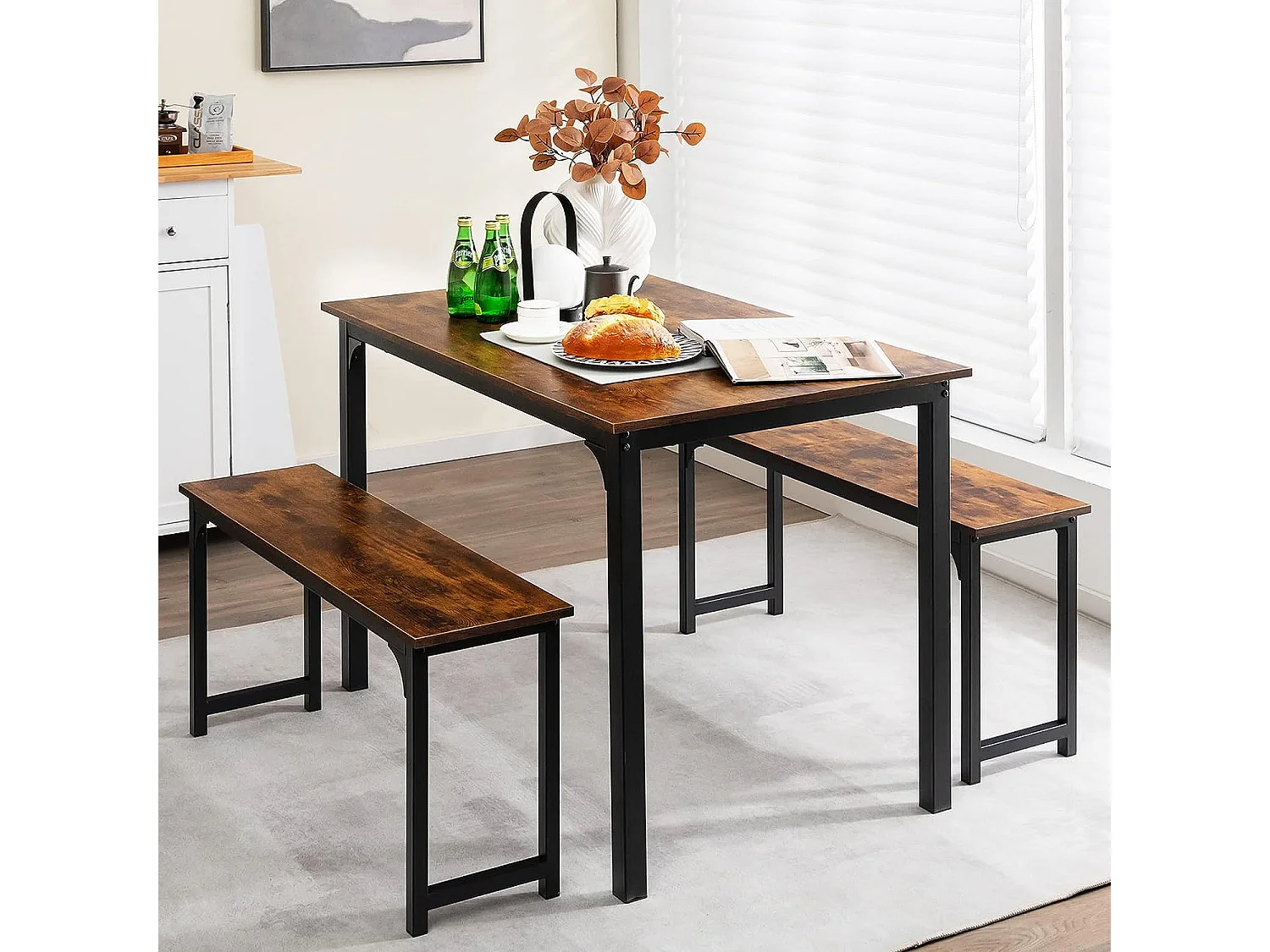 Esstisch Set mit Metallrahmen WO77677(3er Set)