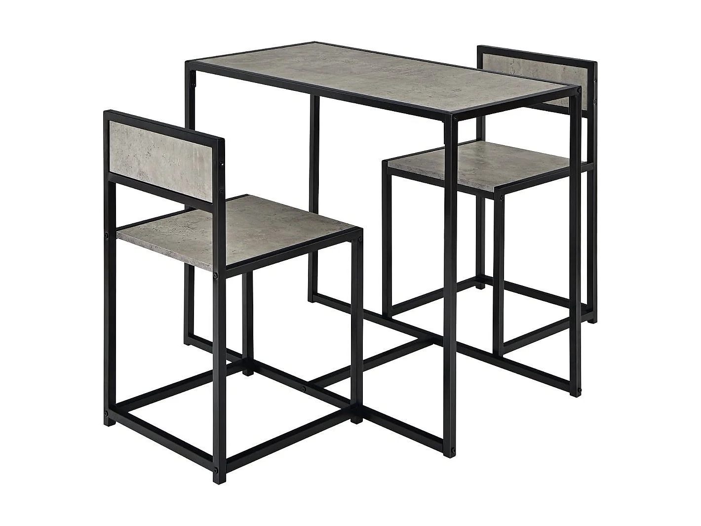 3 tlg. Küchentischset mit Kompakttisch & 2 Stühlen Holzwerkstoffe + Metall Grau