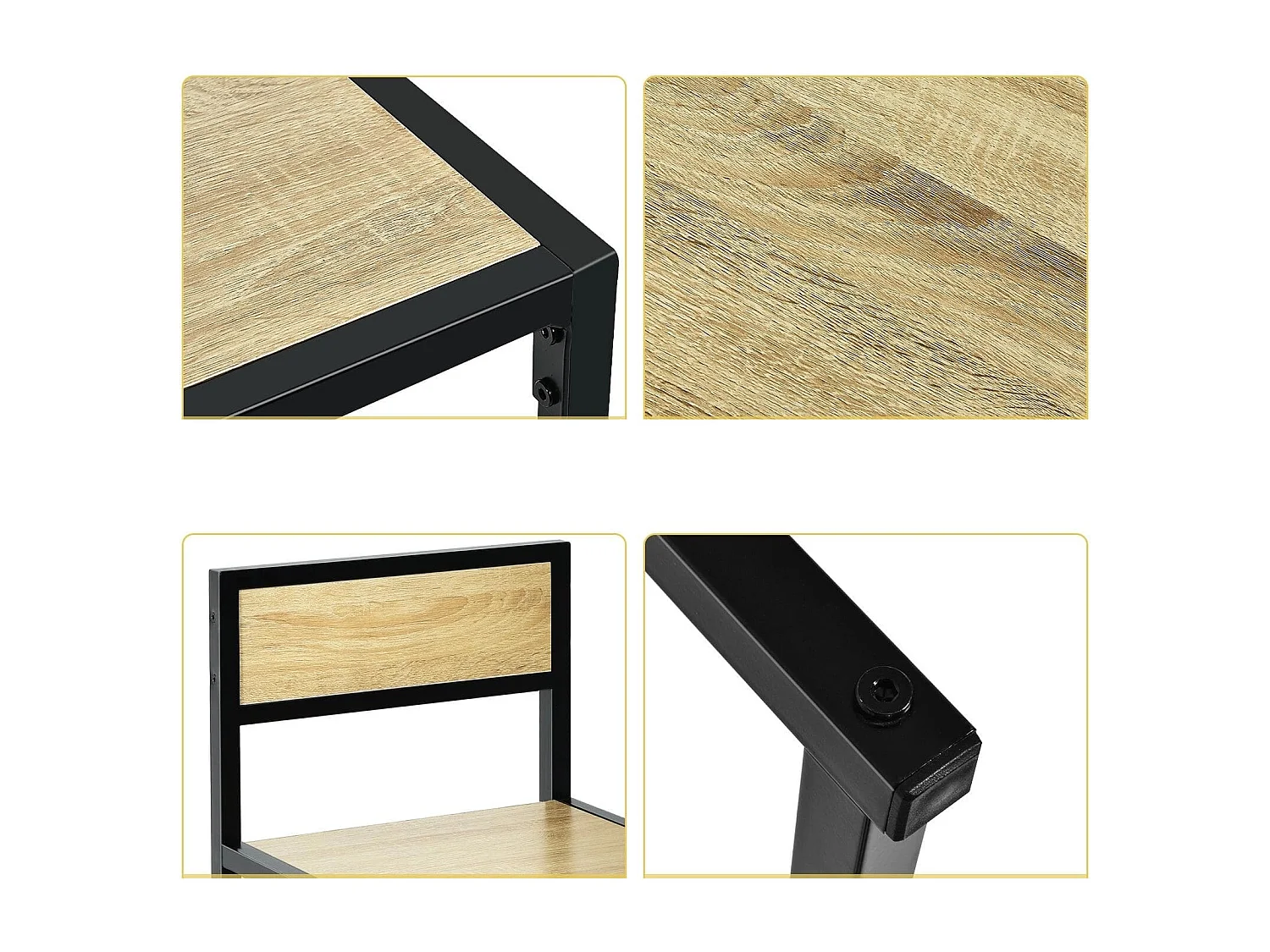 3 tlg. Tischgruppe Essgruppe Bartisch-Set Küchentisch Esstisch Tisch + 2 Stühle Natur