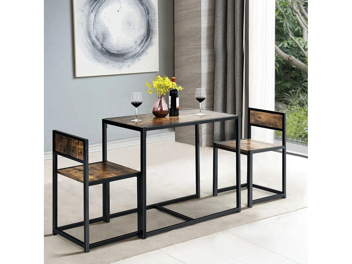 3 tlg. Tischgruppe Essgruppe Bartisch-Set Küchentisch Esstisch Tisch + 2 Stühle Antik