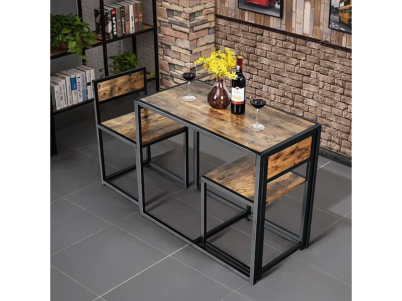 3 tlg. Tischgruppe Essgruppe Bartisch-Set Küchentisch Esstisch Tisch + 2 Stühle Antik