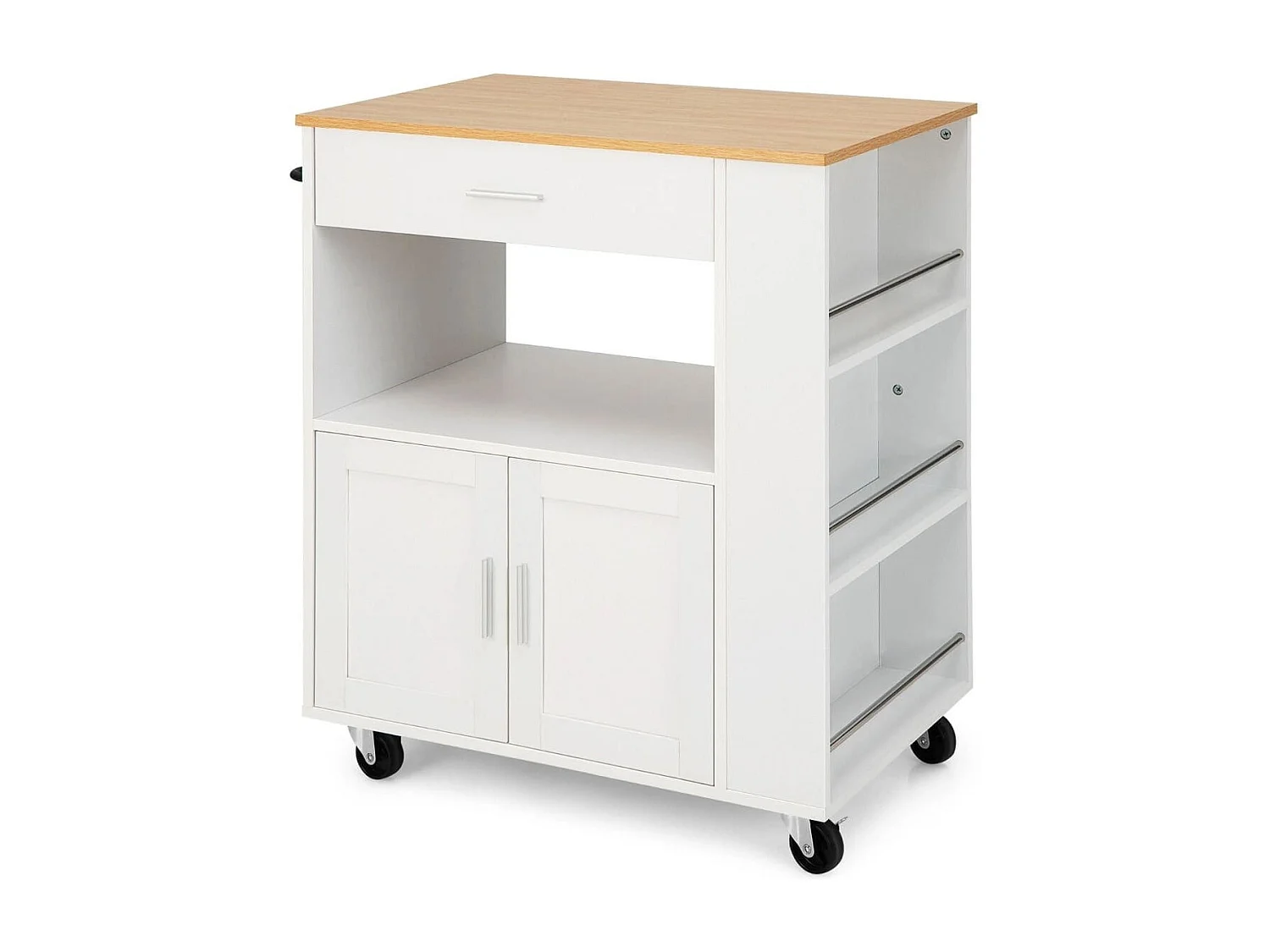 Küchenwagen Rollender Servierwagen mit 3 Gewürzregale 82 x 46 x 92 cm Weiß