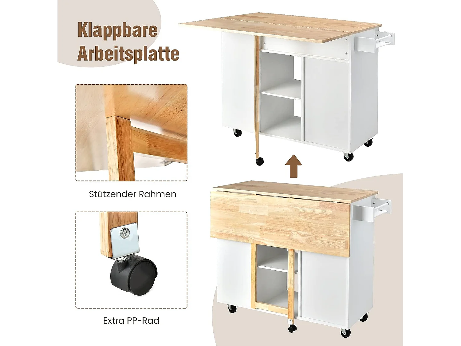 Küchenwagen mit ausziehbar Arbeitsfläche