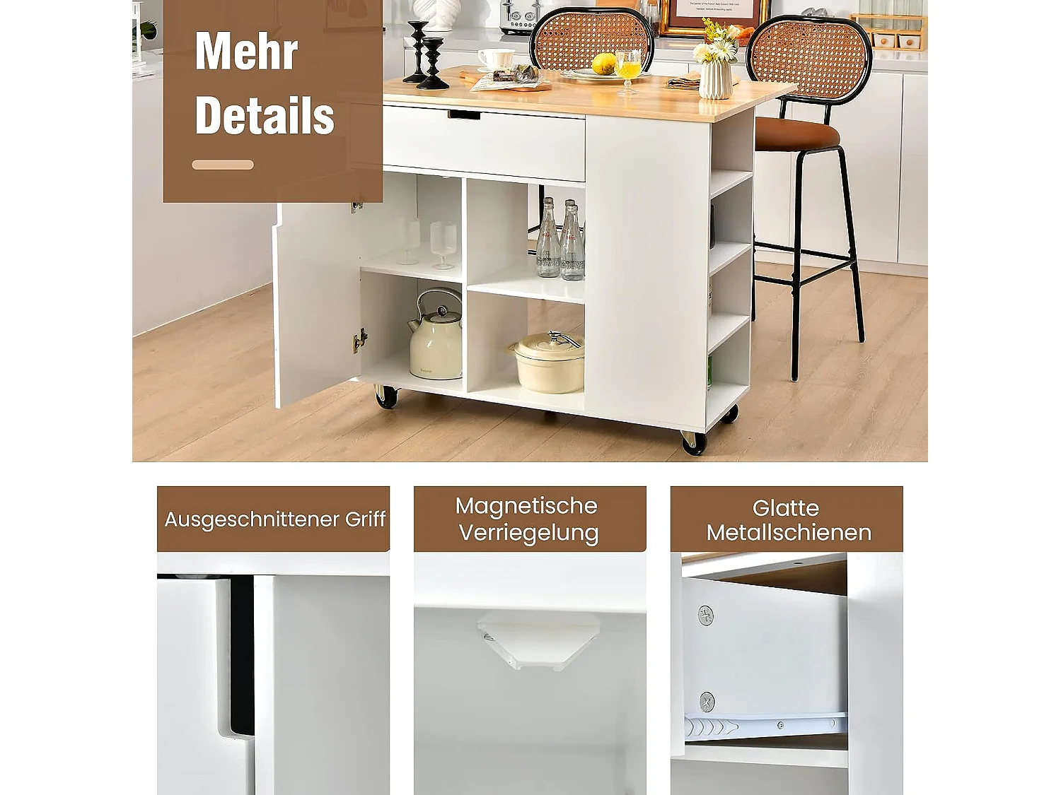 Küchenwagen mit ausziehbar Arbeitsfläche