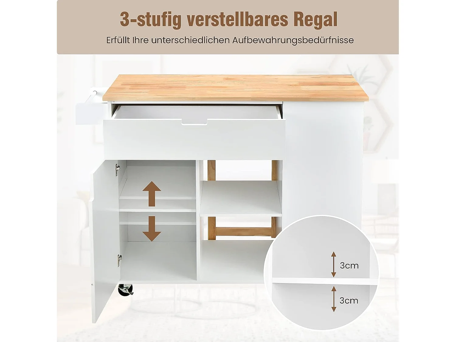 Küchenwagen mit ausziehbar Arbeitsfläche