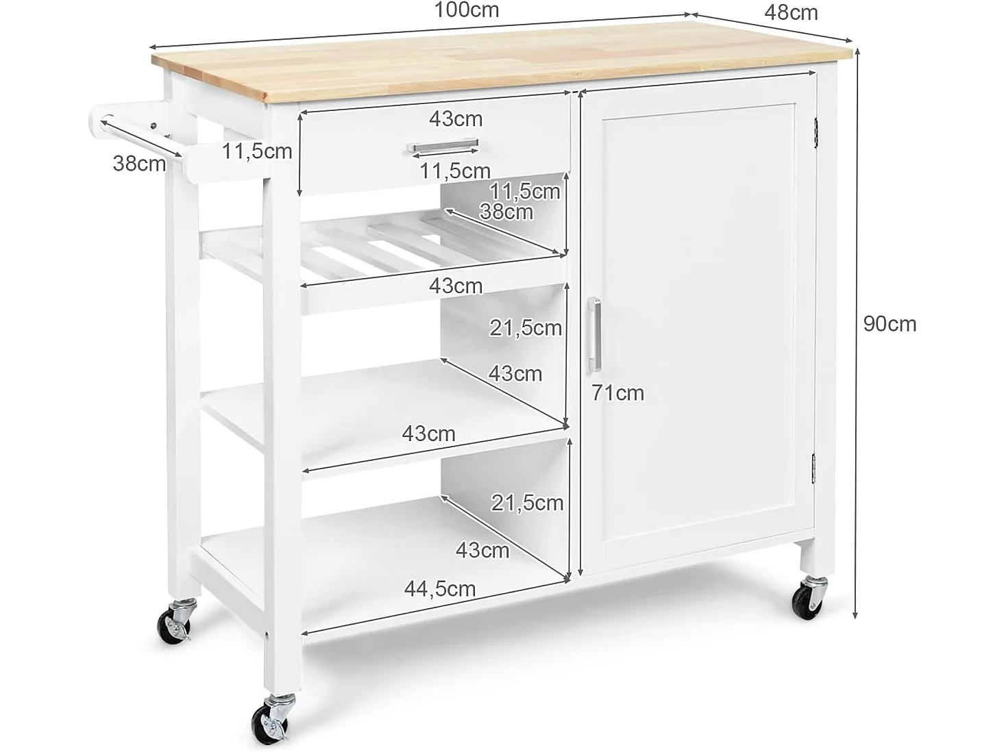 Mobile Kücheninsel Küchenwagen TI88334