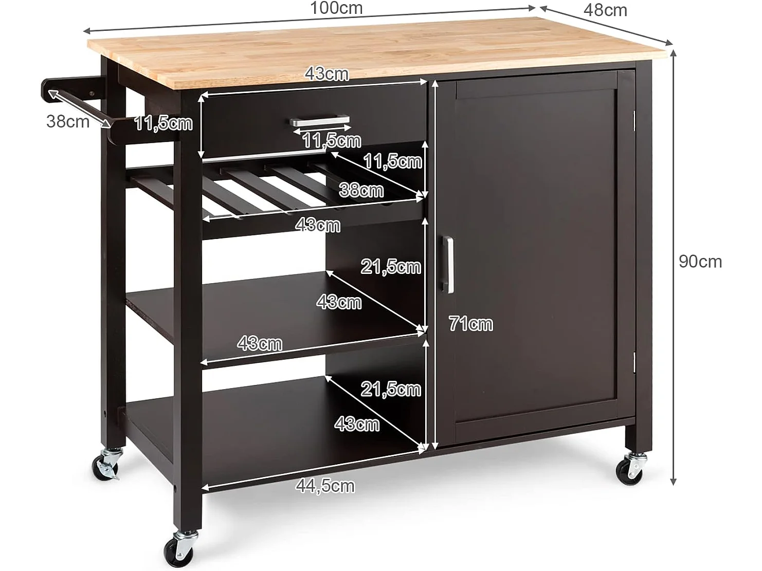 Mobile Kücheninsel Küchenwagen TI88334