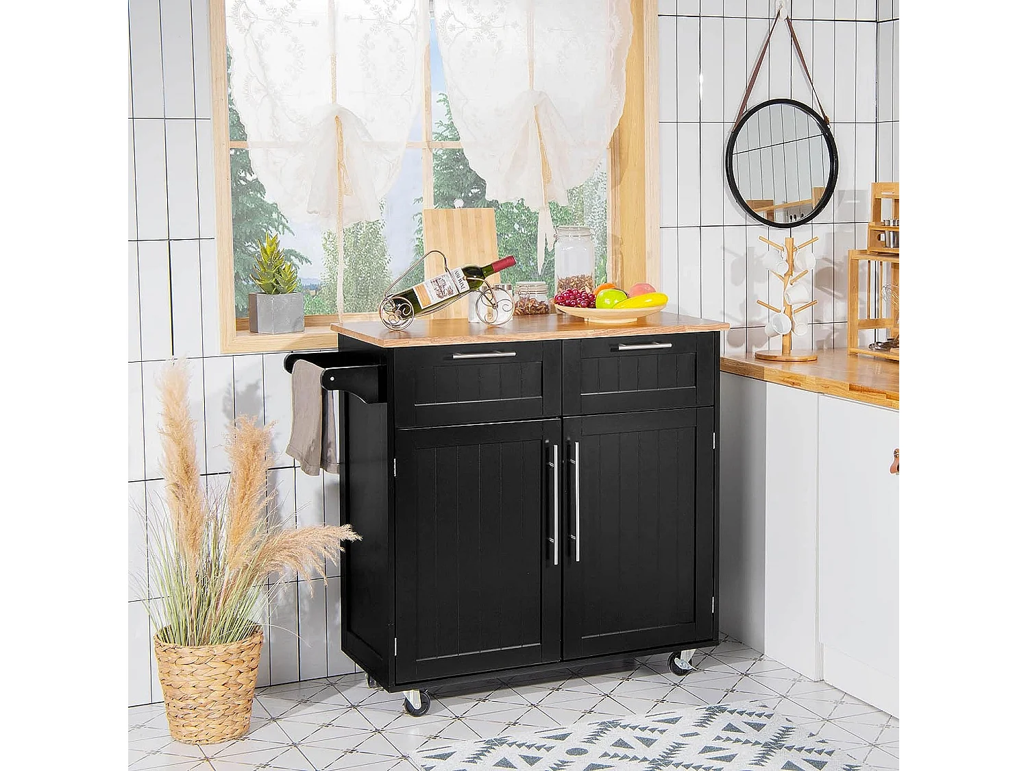 Küchenwagen Servierwagen mit Rollen HW55461