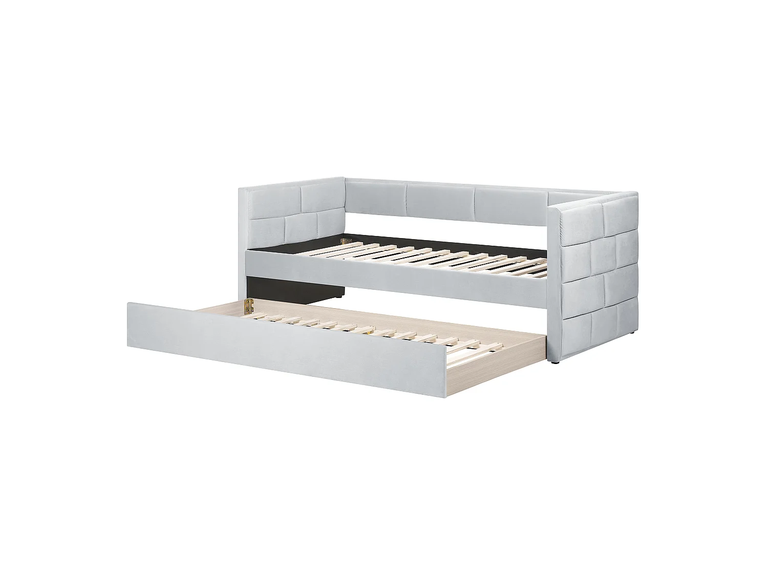 Lit gigogne Velours CHAVONNE 90 x 200 cm Gris clair