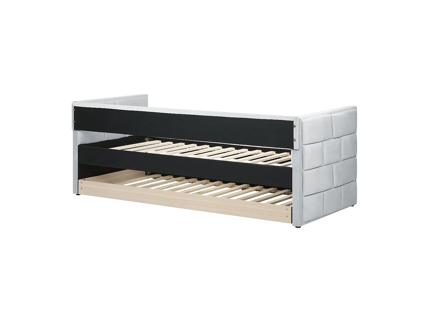 Letto estraibile Velluto CHAVONNE 90 x 200 cm Grigio chiaro