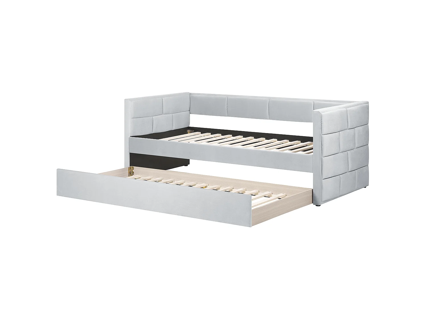 Łóżko wysuwane Welur CHAVONNE 90 x 200 cm Jasnoszary