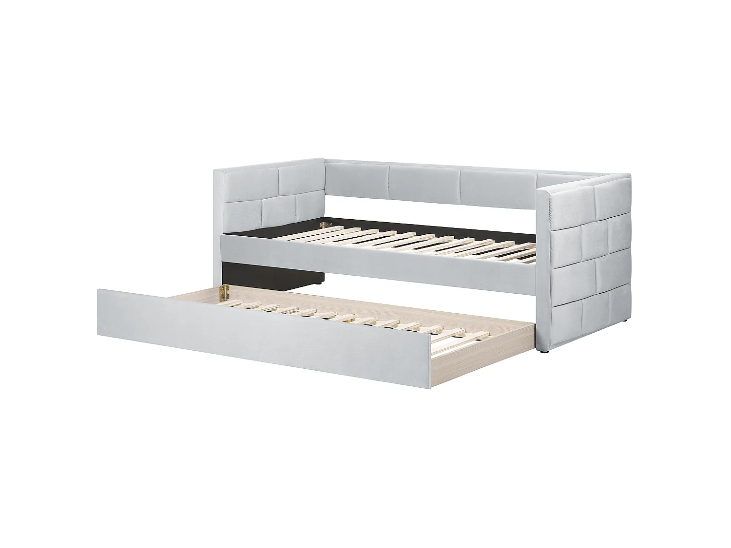 Onderschuifbed Fluweel CHAVONNE 90 x 200 cm Lichtgrijs