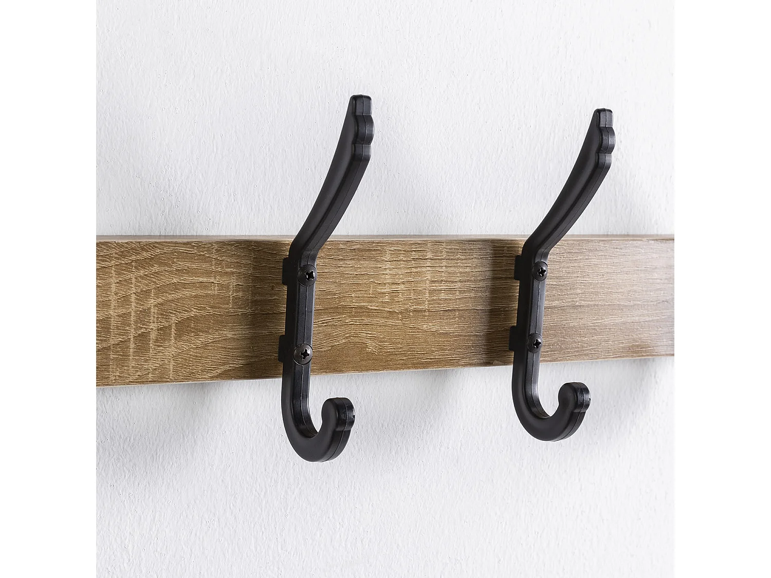 Portemanteau Amaia mural 5 cintres, couleur chêne/noir