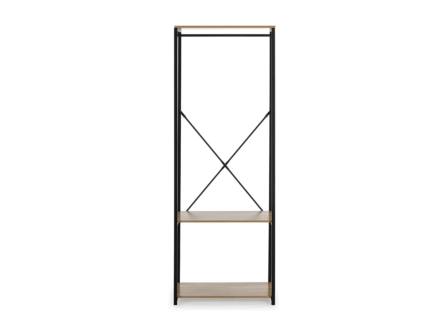 Armario vestidor Julia 2 estantes 1 Barra, Color Roble/Negro