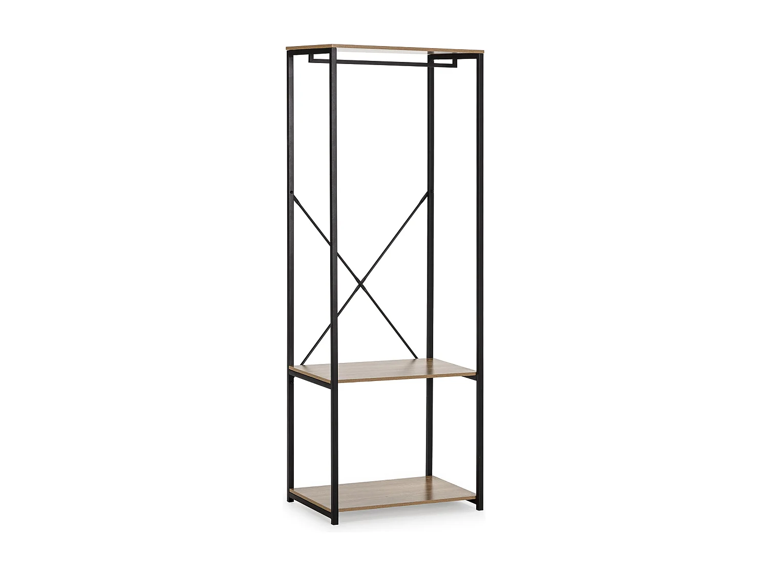 Cabina Armadio Julia 2 Ripiani 1 Barra, Colore Rovere/Nero