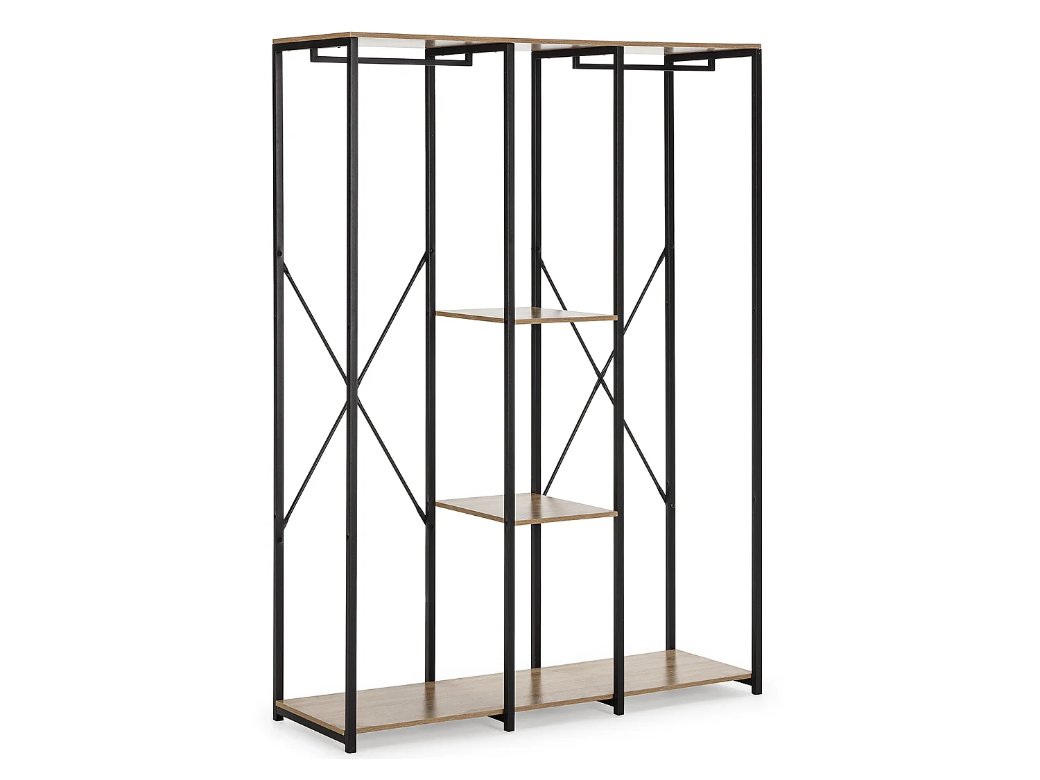 Cabina Armadio Jana 3 Ripiani 2 Barre, Colore Rovere/Nero