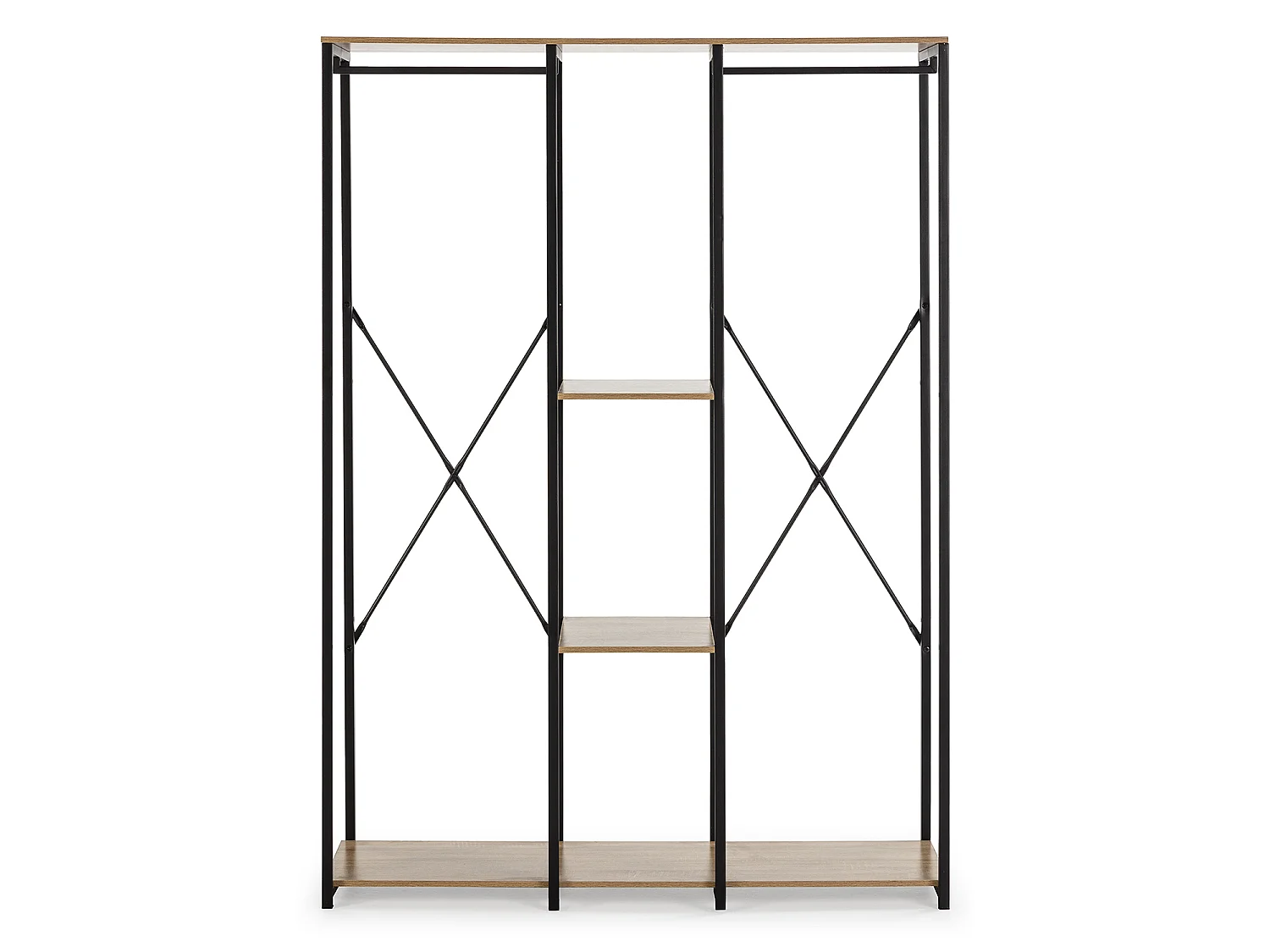 Cabina Armadio Jana 3 Ripiani 2 Barre, Colore Rovere/Nero